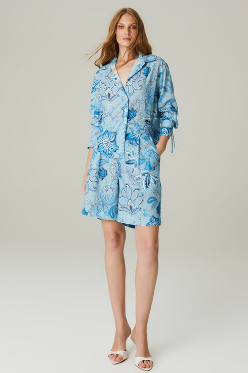 SHORTS FLORAL AZUL